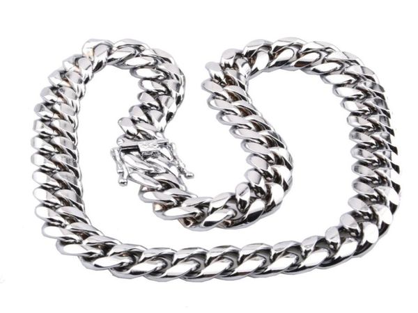 

miami cuban link chain necklace men hip hop gold silver necklaces stainless steel jewelry8585529