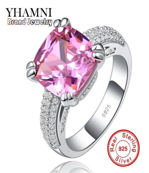 

yhamni new arrive luxury wedding rings for women 925 silver ring set 12mm 4 ct pink diamond ring fashion jewelry whole mr1463857669965273, Slivery;golden