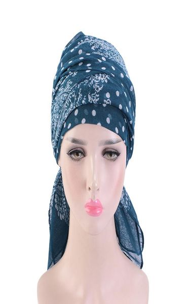 

cotton turban for women paisley pattern print long headwrap ladies head scarf bandana breathable scarf hair cover chemo cap6823420, Blue;gray