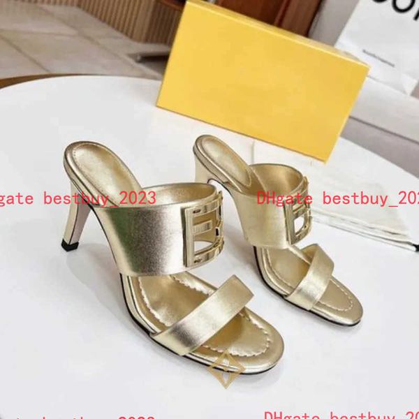 

2023 luxury sandals leather summer high-heeled women's shoes fashion designer beach letter slippers casual all-match style 35-42, Black
