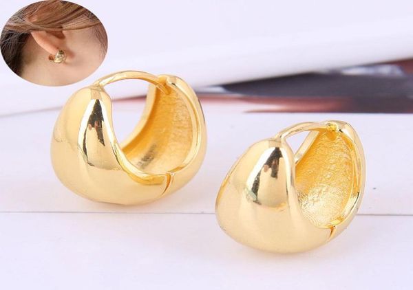 

hoop huggie gold tone women chunky earrings fashion jewelry copper wives round heart smooth thick gift5322066, Golden;silver
