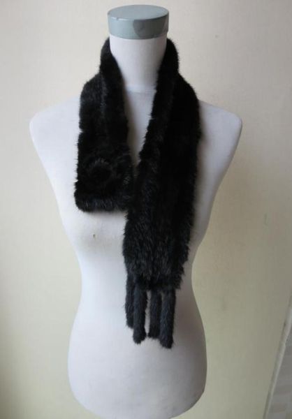 

whole retail fashion real mink handmade fur scarf solid0127611204, Blue;gray
