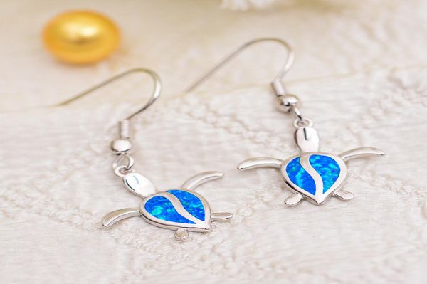 

ocean life blue opal sea turtle dangle hook earrings in 925 sterling silver women jewelry for gift4430120