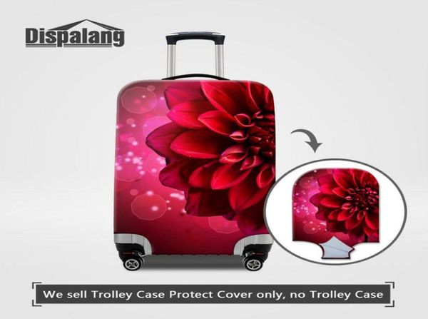

travel on road luggage protect cover colorful rose floral printing portable elastic stretch 1830 inch suitcase covers dust travel3709915, Black