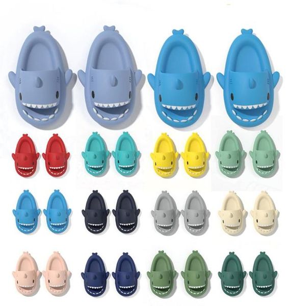 

shark cartoon 3d sandals slippers slide cute image mens women child home outdoor beach comfortable soft bule grey bla6718634, Black