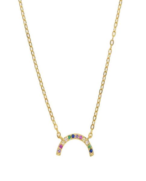 

guarantee 925 sterling silver rainbow necklace fits pandora fashion jewelry vermeil gold plated simple necklaces2838909