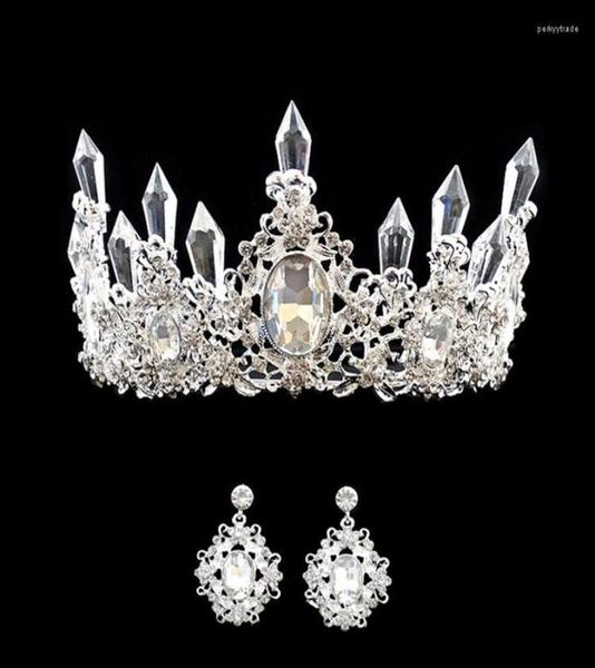 

headpieces european and american fashion bride handmade diamond crystal column crown tiara wedding hair studio accessories8438124, Silver