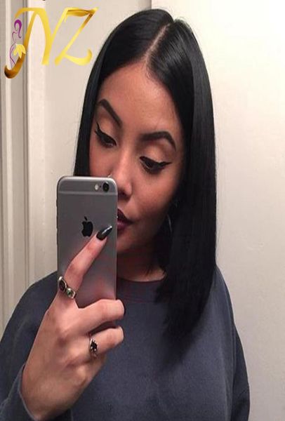 

natural straight bob human hair lace front wig swiss brazilian hair quality for black woman1623615