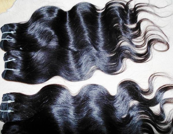 

20pcslot bulk half kilo processed peruvian body wave human hair weaves whole vendors6361359, Black