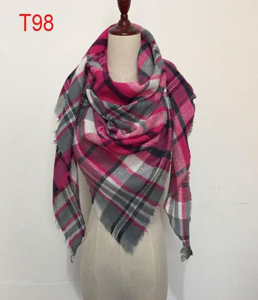 

women plaid scarves grid tassel oversized check shawl tartan cashmere triangle scarf winter neckerchief lattice wraps2138379, Blue;gray