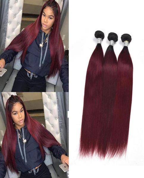 

brazilian virgin hair extensions straight 4 bundles 1b99j 1bred 1b30 ombre human hair wefts 828inch whole ruyibeauty8456001, Black