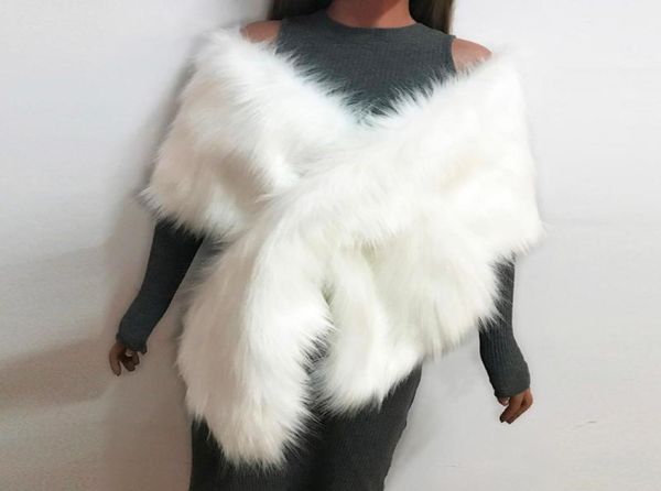

scarves lady plush faux fur shawl wrap bridal wedding gilet stole waistcoat bolero shrug cape black white brown stylish13479577, Blue;gray