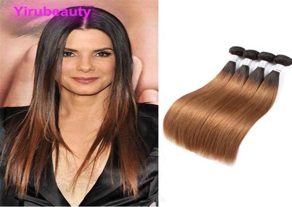 

peruvian human hair ombre 1b30 virgin hair remy straight t1b30 hair extensions 4 pcs double wefts6427133, Black