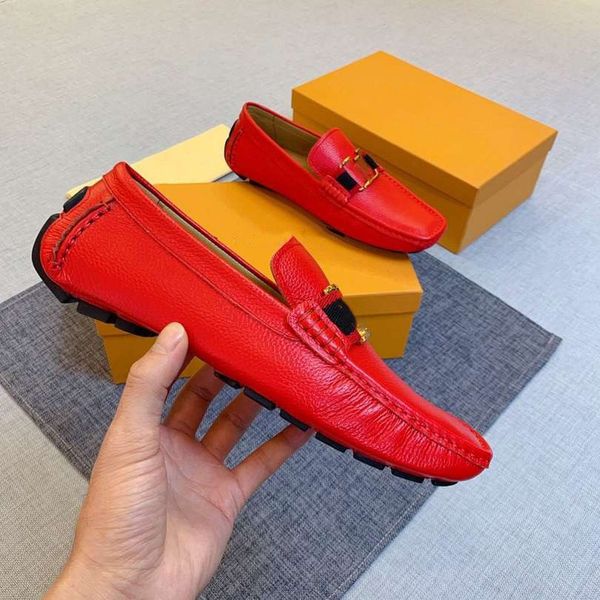 

men designer loafers shoes luxurious genuine leather penny loafer slip on pointed toe red black office wedding dress summer casual shoes men
