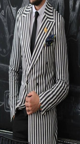 

autumn black and white rope striped men039s suit coat blazer wedding prom party slim fit jacket only one piece5051000, Black;gray