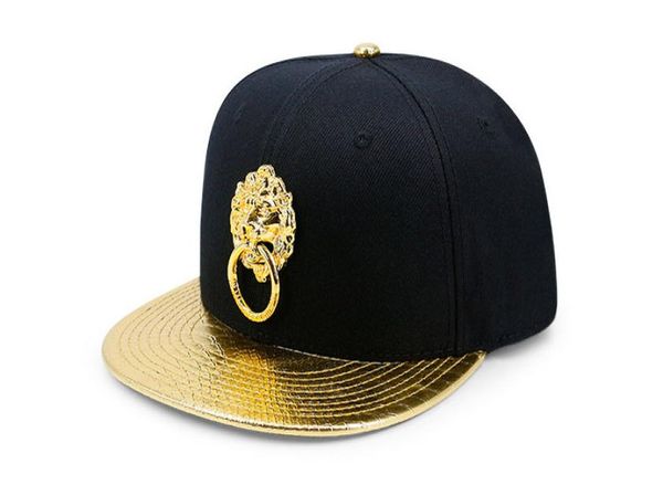 

2017 golden lion head snapback hats caps hip hop baseball hats for men women adjustable cotton pu dj street dance hat4995459, Blue;gray