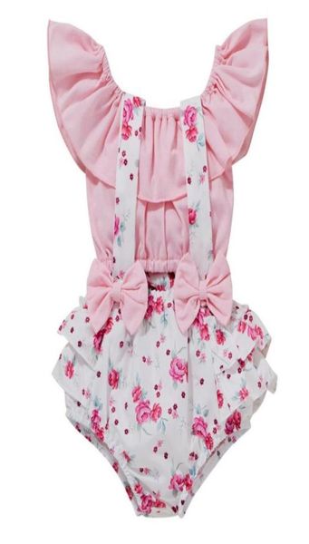

clothing sets 2pcs baby girl clothes set summer born infant ruffle short sleeve floral stripe overalls outfit for toddler d305597774, White