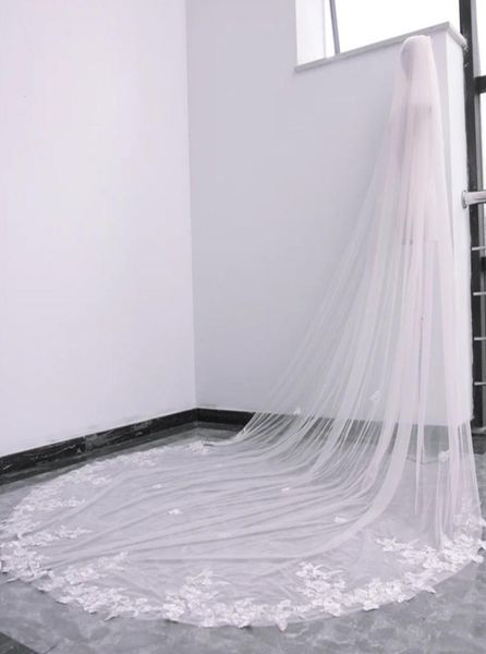 

romantic white ivory mantilla veil chapel length lace edge veils for wedding dresses1416693, Black