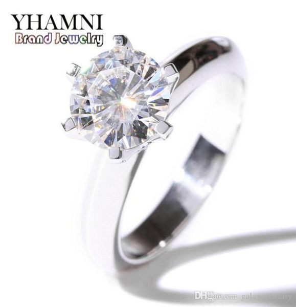 

yhamni luxury solid silver wedding rings brand jewelry 7mm diamond ring 925 sterling silver engagement rings for women 121213597113, Slivery;golden