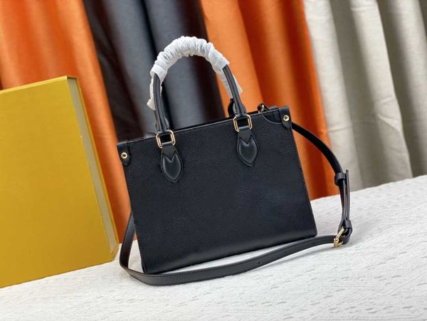 

fashion designer women shopping bag embossed black flower purse onthego gm mm bags leather handbag purse tote female shoulder bags crossbody