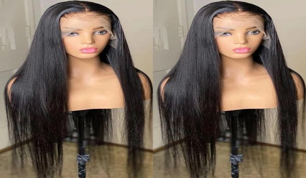 

150remy baby hair 13x6 transparent hd lace front wig bone straight human hair lace frontal wigs brazilian straight 4x4 lace closu5110233, Black