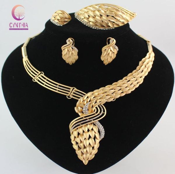 

arrival african costume necklace jewelry set 18k gold plated crystal wedding women bridal accessories nigerian jewellry sets9546812, Black