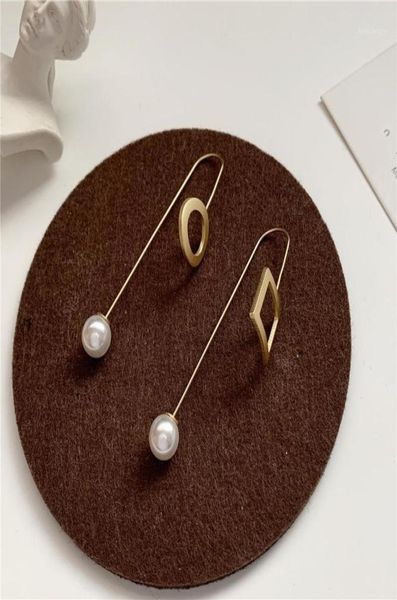 

white pearl earrings women hoop korean trendy irregular earring long pearls earings geometric hoops pendientes fashion jewelry17146741, Golden;silver