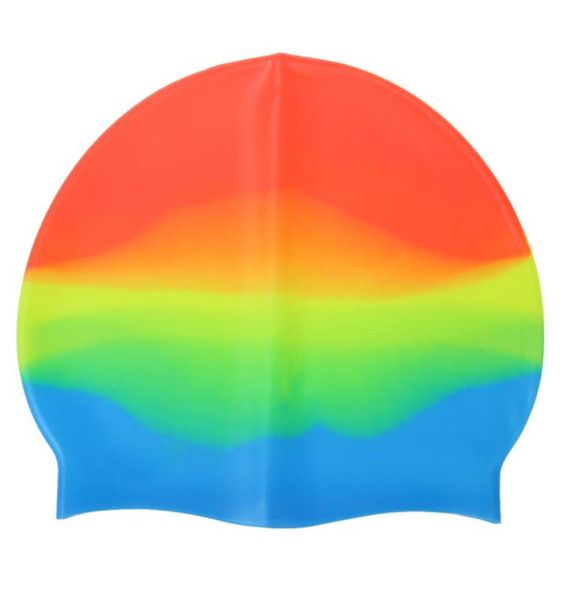 

new adults silicone swimming hat colorful stretch swim cap04029463