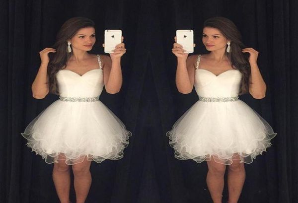 

white short prom dresses modest graduation homecoming dresses spaghetti straps beaded crystals ruffles party gowns2435748, Blue;pink