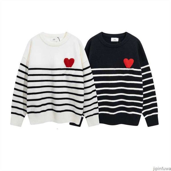 

mens amies de coeur designer sweaters amis paris quality sweater embroidered a heart pattern winter round neck jumper couple sweatshirts, White;black