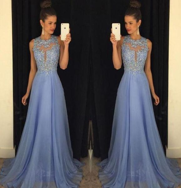 

2020 new lavender prom dresses lace applique beads formal long bridesmaid dresses a line crew neck zip back chiffon party gowns hy1167245, Black