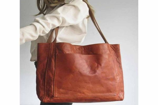 

evening bags oversized tote for women handbag large size shoulder vintage style solid color soft pu leather purses casula brown ba4074194