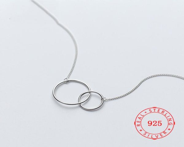 

factory 100 925 sterling silver pendant necklace fashion minimalism double circle ring fine jewelry for female design style4943839