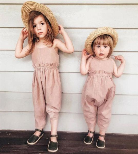 

15t summer toddler kids baby girl romper sleeveless solid strap jumpsuit elegant cute princess clothing boho beach outfits7630042, Blue