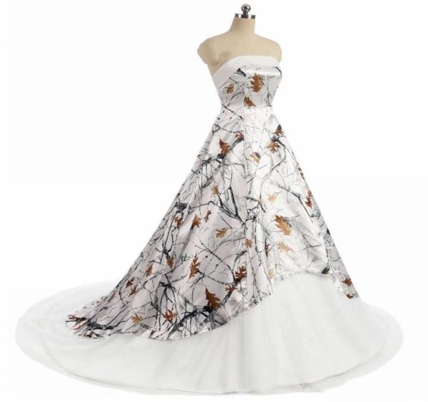 

2021 vintage white camo wedding dress strapless laceup corset back realtree camouflage boho beach country bridal dresses vestidos9929350