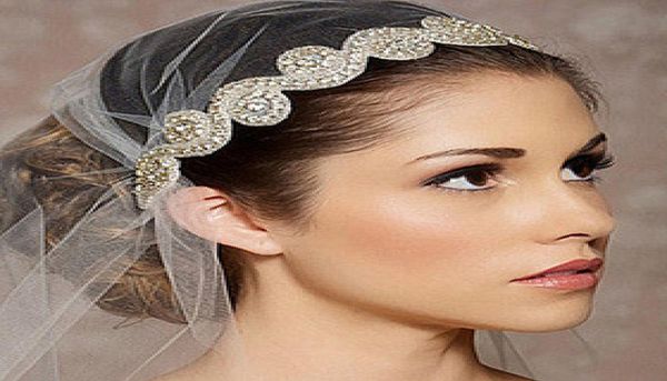 

romantic wedding bridal crystal headband headpiece rhinestone ribbon hair band for bride hair jewelry women hair accessories7196327, Silver