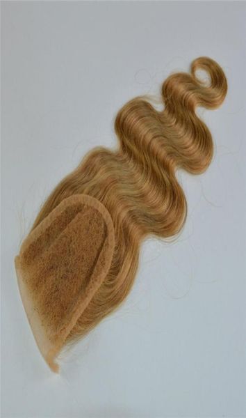 

color 27 honey blonde lace closure body wave human hair 4x4 brazilian hair9058864, Black;brown