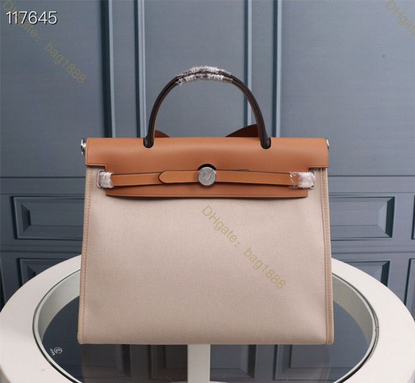 

women's bag luxury designer handbag classic cross lock bags fashion contrast leather panel waterproof canvas tote bag