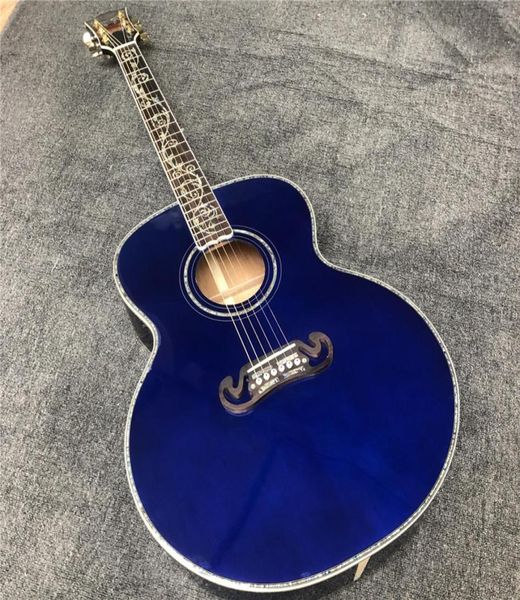 

43 inches blue jumbo body acoustic guitar sj model maple body solid spruce folk guitarre2036842