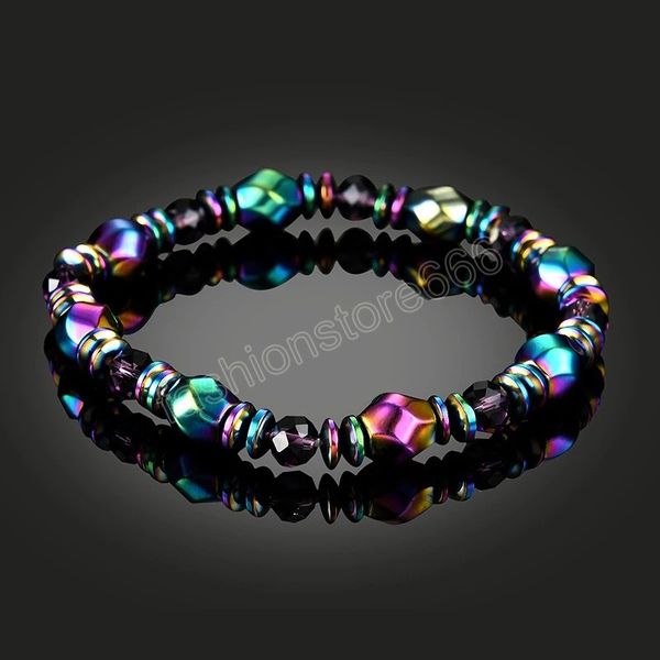 

magnetic therapy bracelets hematite stone beads healing stone bracelet energy bracelet strand statement bracelet for women men, Golden;silver