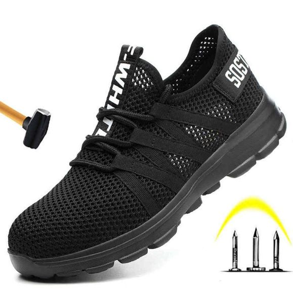 

safety shoes men steel toe safety work shoes for men lightweight breathable antismashing nonslip antistatic protective3117130, Black