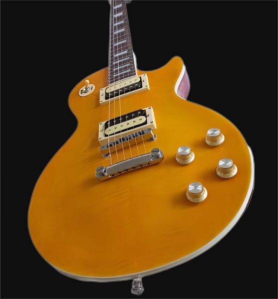 

new yellow clear standard lp electric guitar solid body flame ebony fretboard