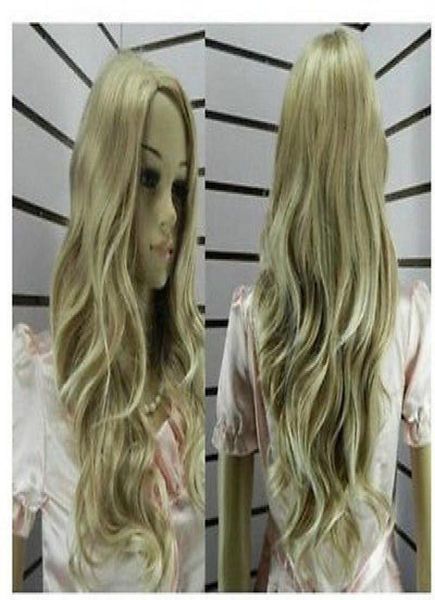 

cosplay new blonde mix long curly middle parting synthetic wig1387593, Black