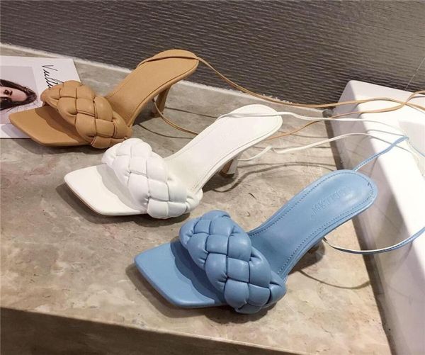 

luxury mules slides women blue outdoor hoof heels slippers fetish summer crosstied sandals stripper sandles party shoes3465216, Black