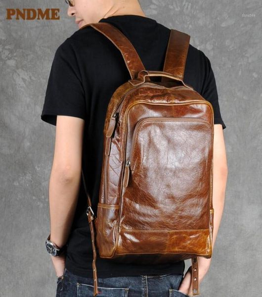 

backpack pndme fashion vintage genuine leather men039s business real cowhide laptravel large capacity bookbag14261217