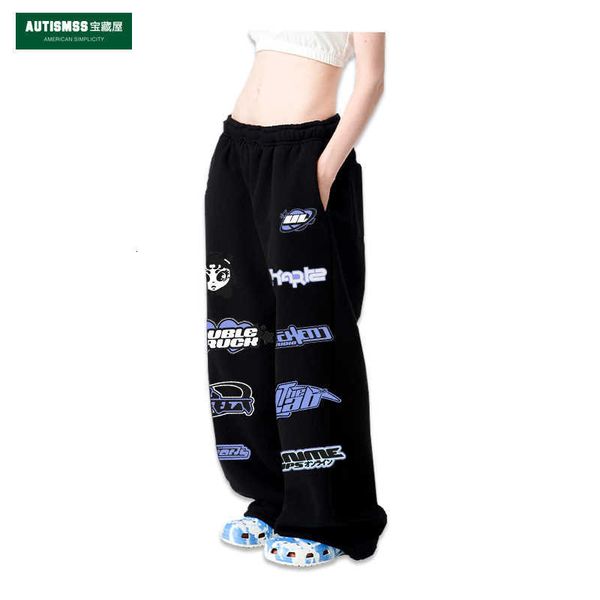 

street trend explosive ins trendy autumn and winter loose youth leisure men's and women's versatile sports dance guard pants on th, Black;white