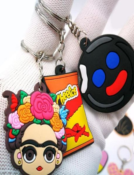 

moq 50pcs diy mexican keychain pvc soft rubber car bag pendant decoration cute key holder party gift5536557, Silver