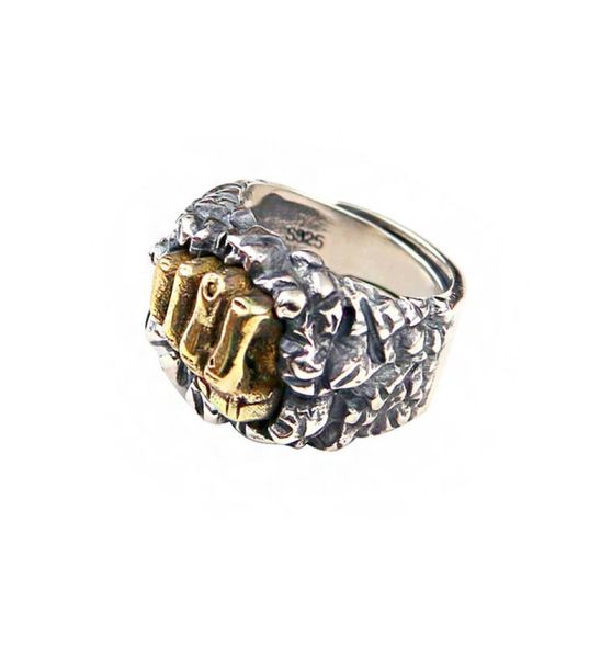 

men wide ring jewelry mens boys design sense power gold fist hip hop finger ring 925 sterling silver ring jewelry size6081309