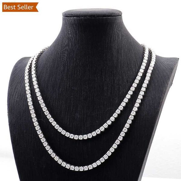 

3mm tennis necklace chains iced out vvs def moissanite diamond gold silver hip hop jewelry necklace