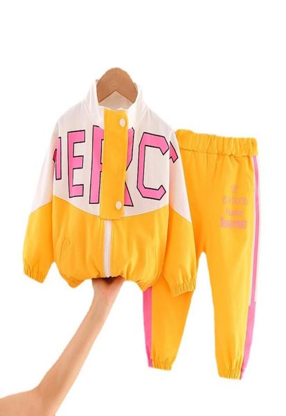 

spring autumn children zipper clothes baby boys girls letter jacket pants 2pcssets toddler casual tracksuit kids infant costume 26575973, White